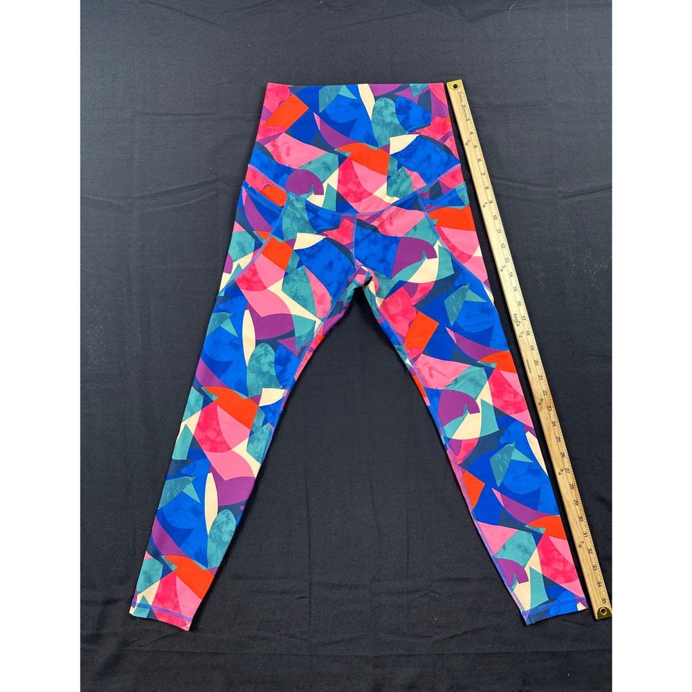 Old Navy Active Powersoft Maternity Leggings Small Blue Pink Abstract Geometric